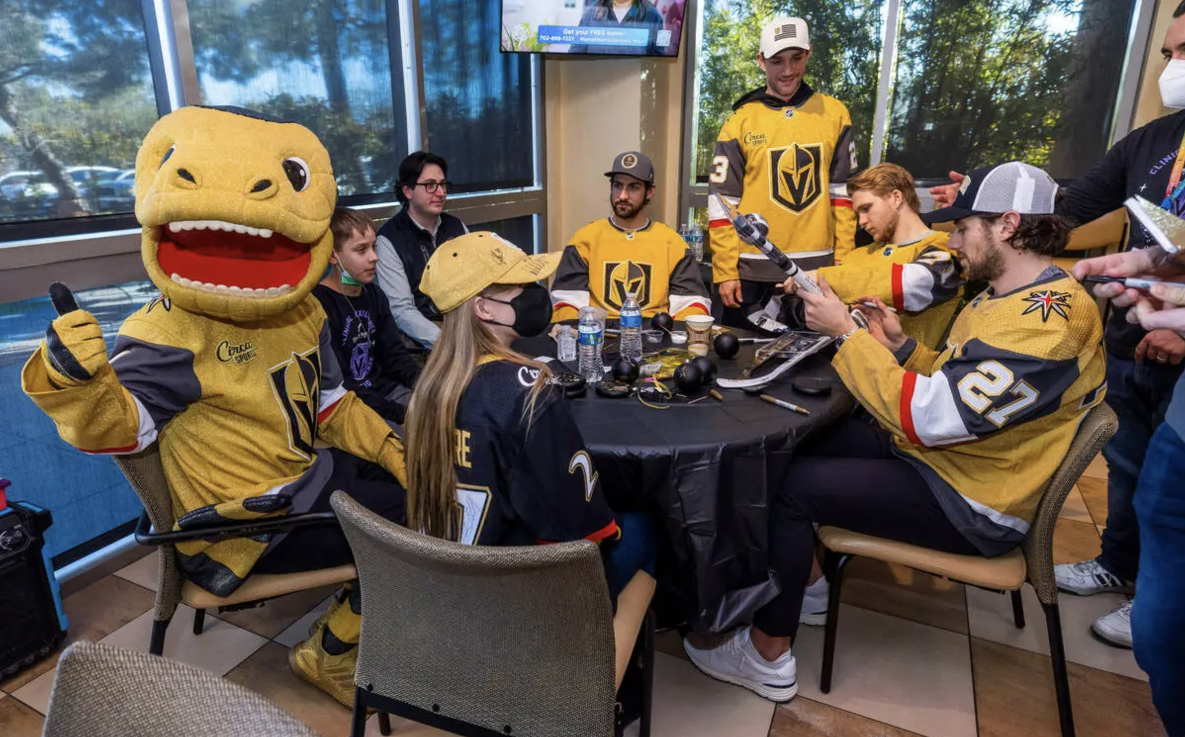 Golden Knights players and staff visited pediatric patients and donated gifts to Cure 4 The Kids Foundation.
